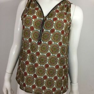 Stitch Fix V-Neck orange blue multi color blouse